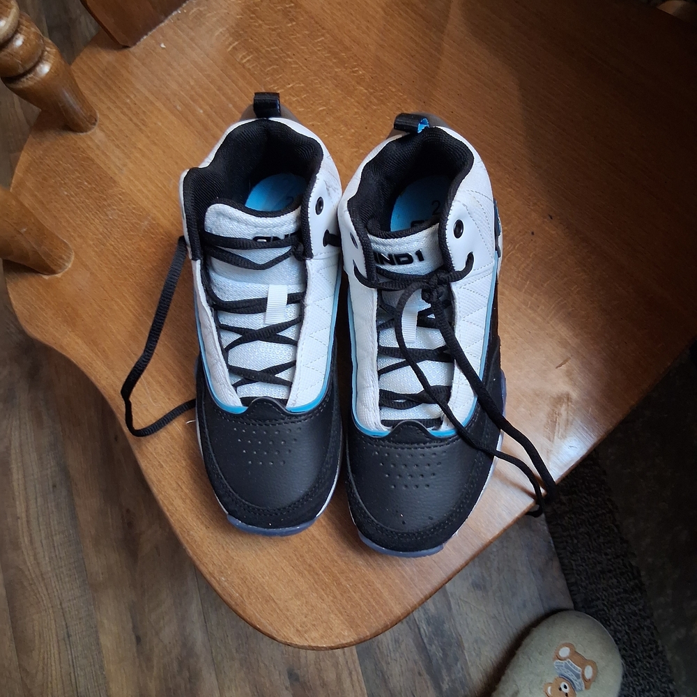 AND1 Kids Black and White High-Top Sneakers